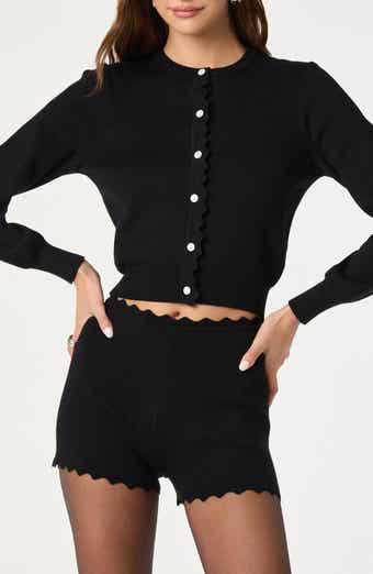 Scalloped Placket Crop Cardigan