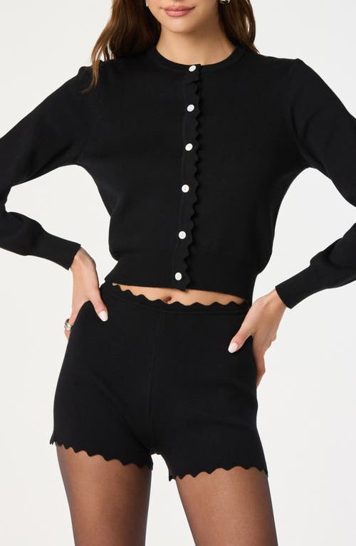 Astr The Label Scalloped Placket Crop Cardigan In Black
