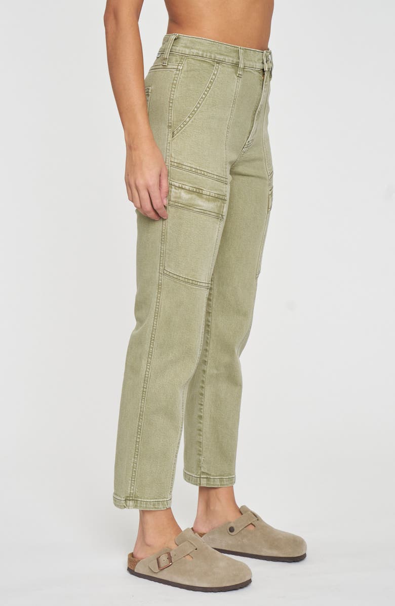 DAZE High Waist Crop Cargo Jeans, Alternate, color, Matcha