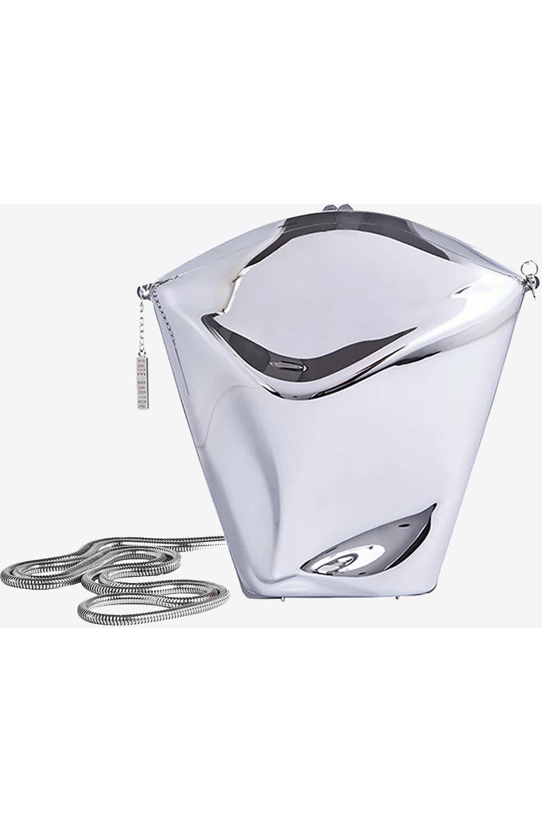 KATE BARTON Mirror Molded Bag, Main, color, Silver
