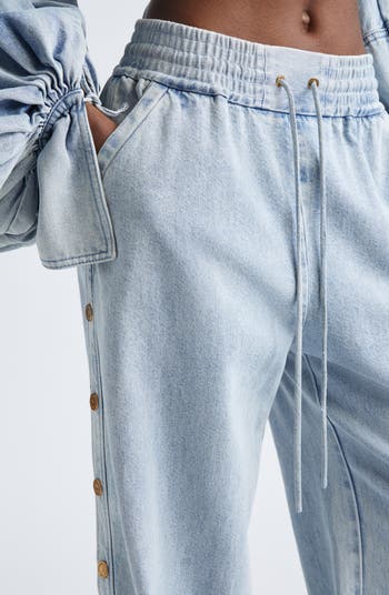 Zimmermann Rebellion Snap Detail Wide Leg Drawstring Jeans | Nordstrom