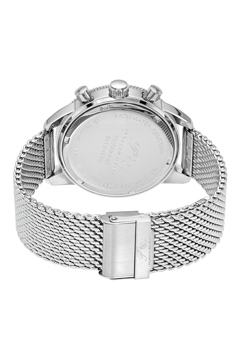 Brandon Chronograph Mesh Strap Watch, 44mm, Alternate, color, SILVER/LIGHT BLUE