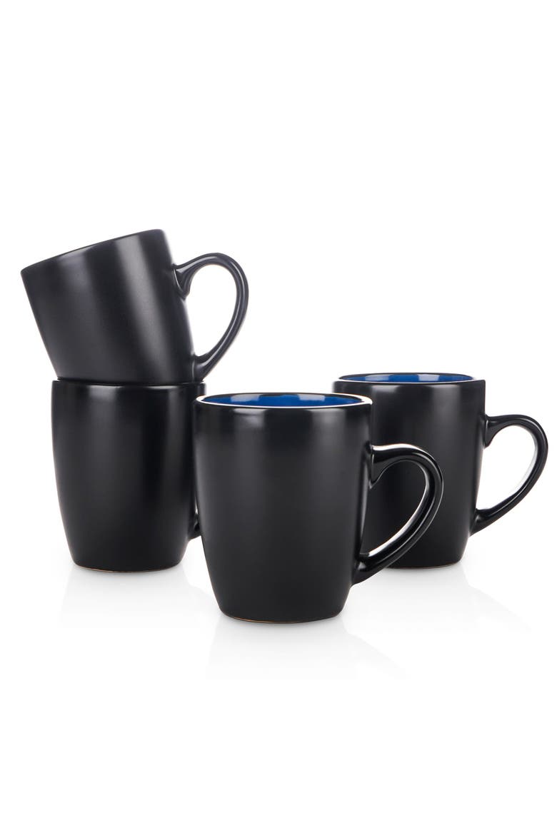 Albie Stoneware 4-Piece Mug Set, Alternate, color, Blue and Black