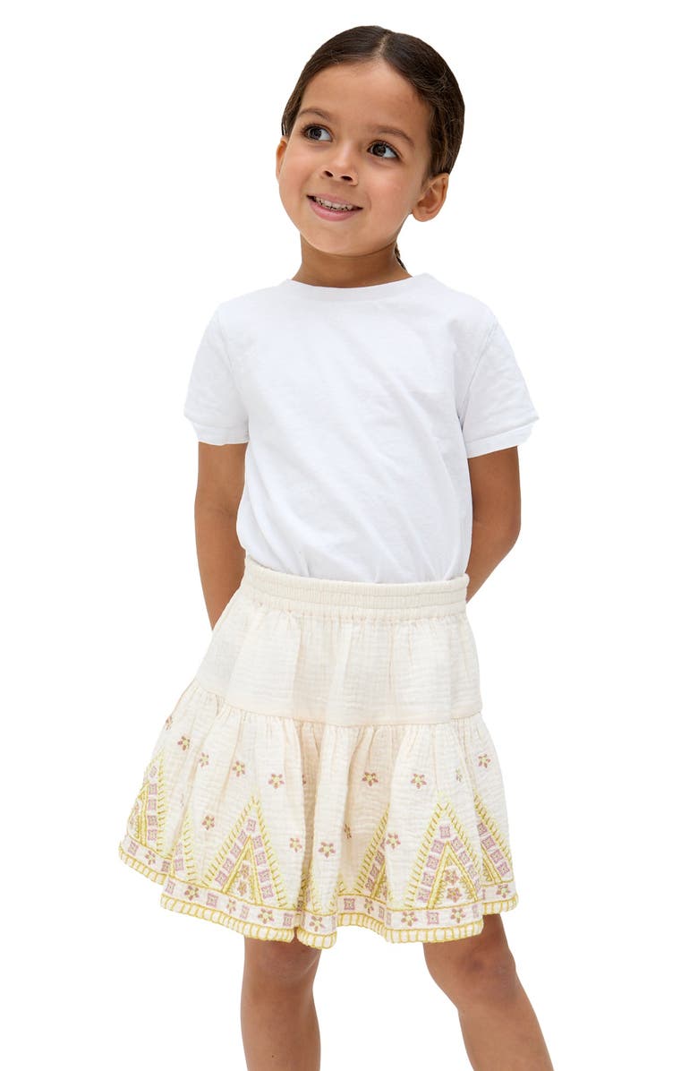 Raffya Kids Staranisse Tiered All Over Embroidered Skirt, Alternate, color, Ecru