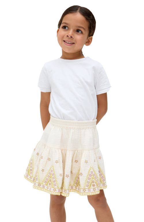 Raffya Kids Staranisse Tiered All Over Embroidered Skirt In Neutral