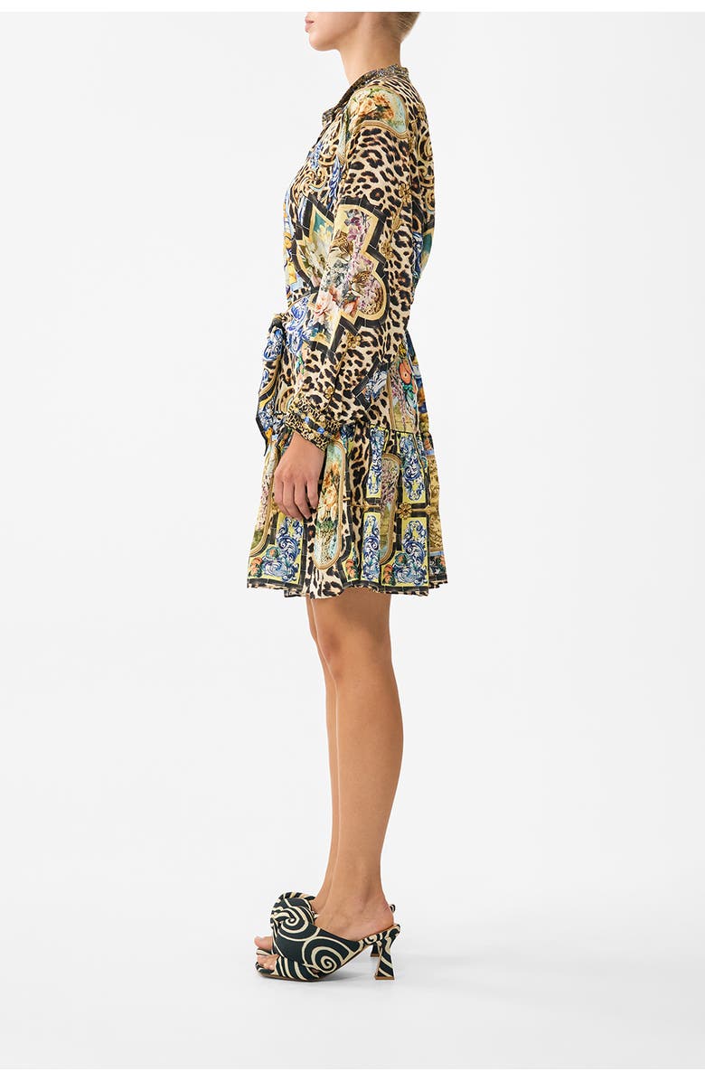 Camilla Short Tiered Shirtdress With Wide Waist Tie, Alternate, color, Sevillian Style
