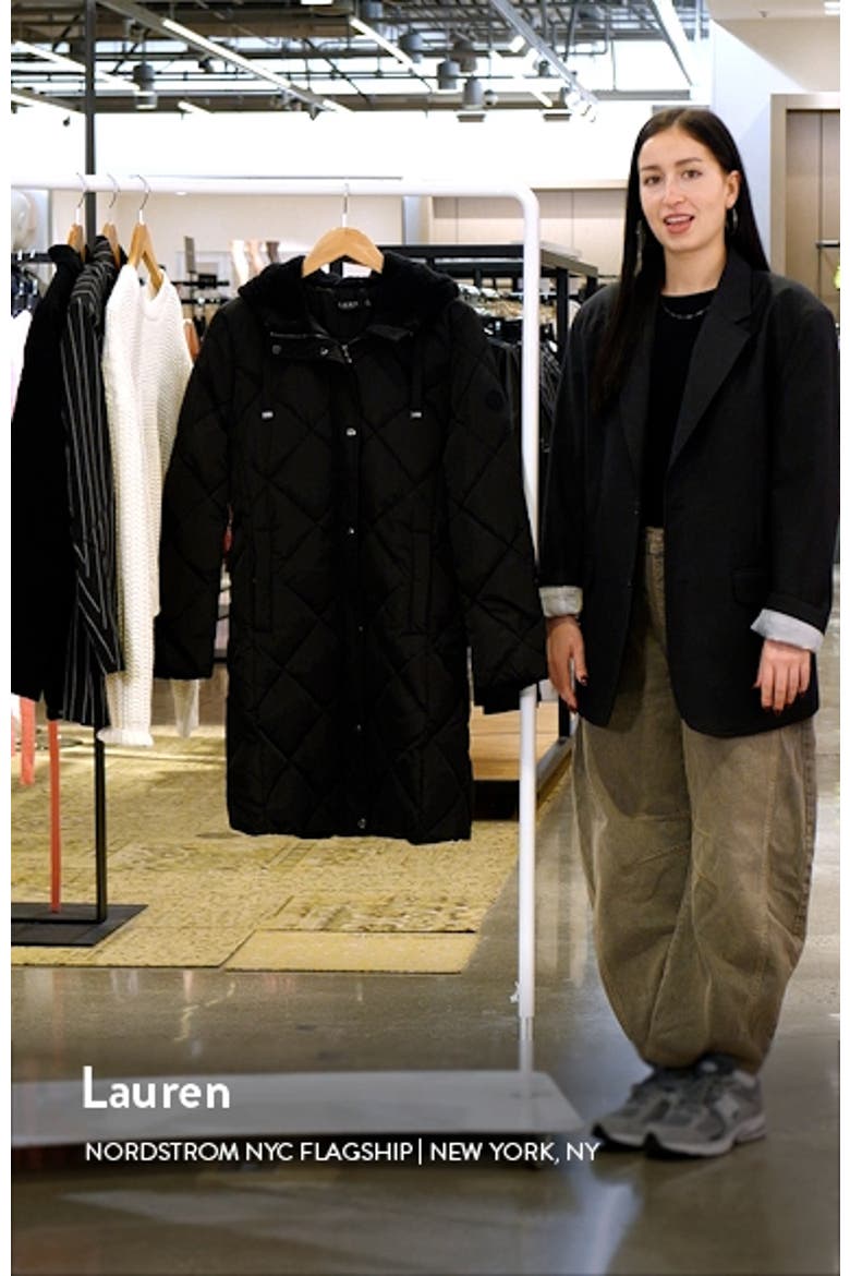 Diamond Quilted Hooded Long Puffer Coat video