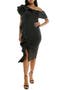 Ruffle One-Shoulder Scuba Knit Sheath Dress
