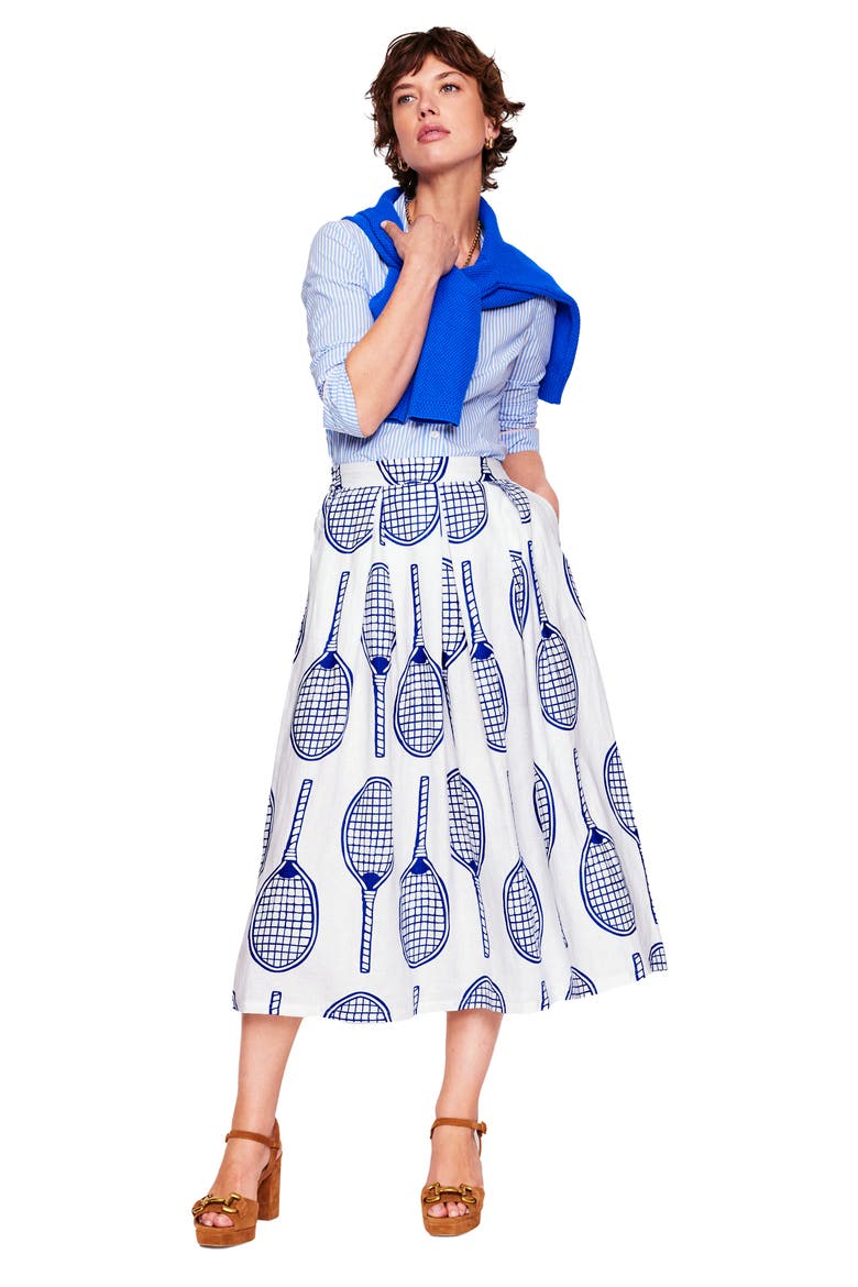 Verity Linen Midi Skirt, Alternate, color, IVORY, TENNIS