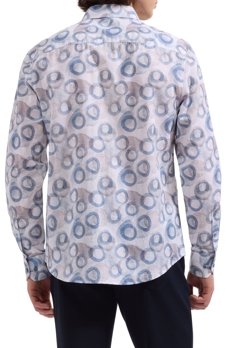 Bugatchi Julian Shaped Fit Cotton Button-Up Shirt, Alternate, color, Cobalt