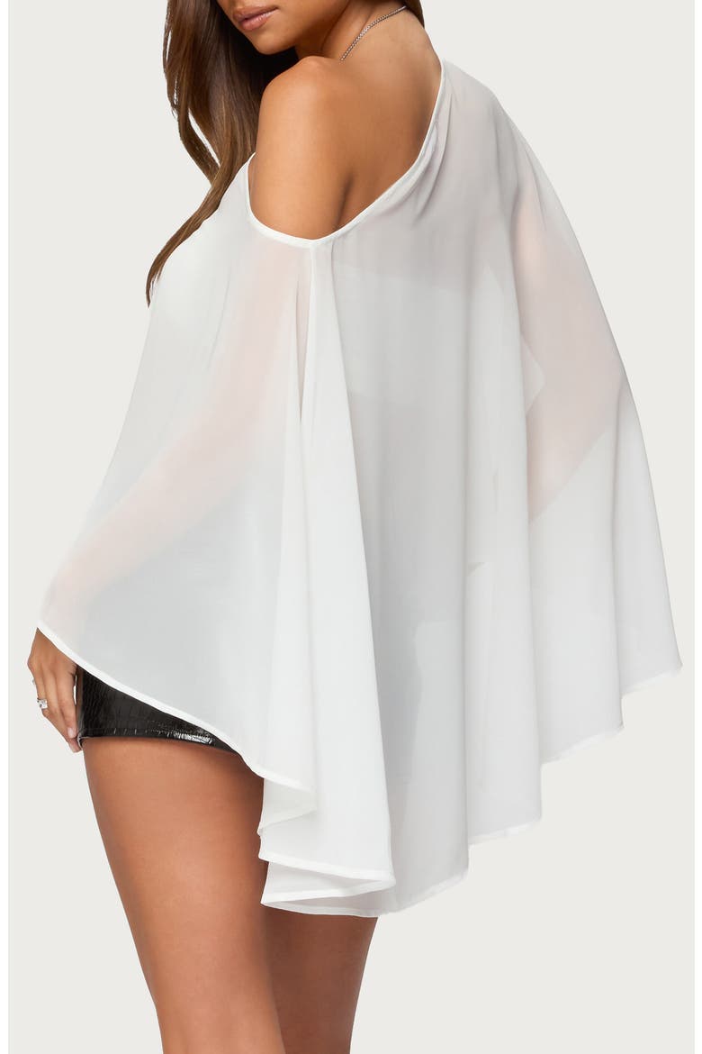 Sheer Chiffon One-Shoulder Poncho, Alternate, color, WHITE