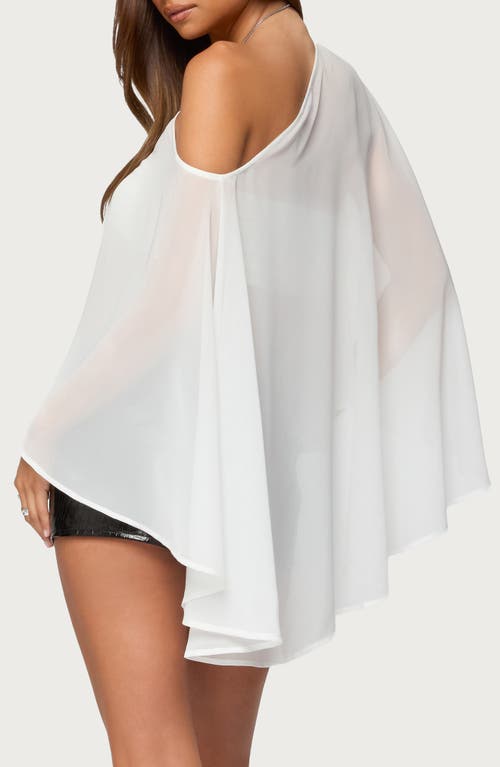 Edikted Sheer Chiffon One-shoulder Poncho In White