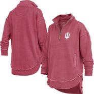 PRESSBOX Women's Pressbox Crimson Indiana Hoosiers Northfork Sojourn Poncho Quarter-Zip Sweatshirt