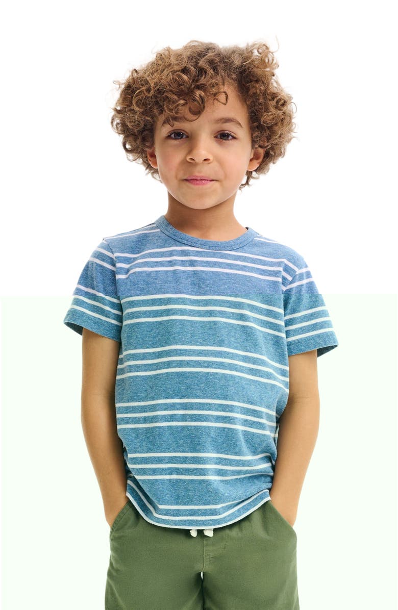 Primary Kids Heathered Tee In Stripe, Alternate, color, Moonlight White Stripe