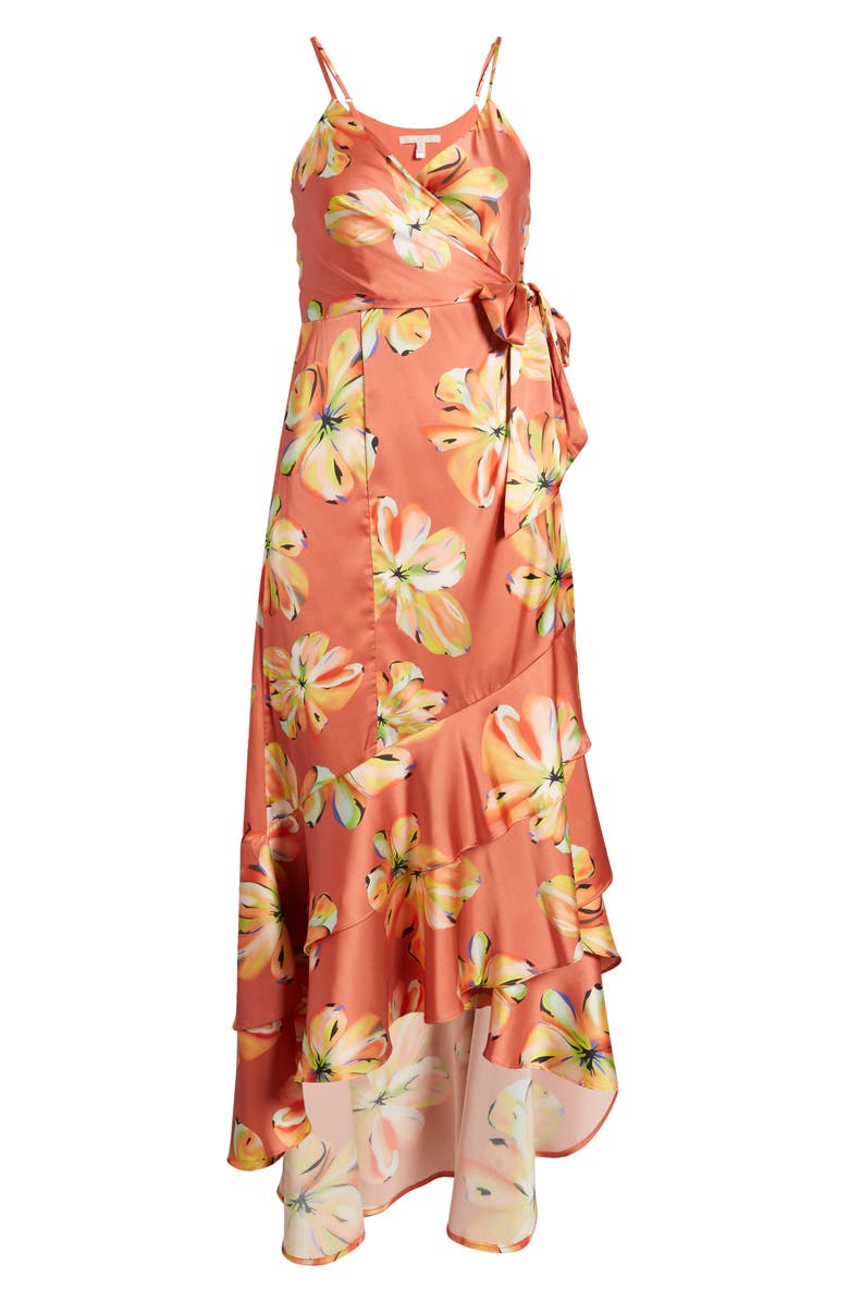 Hutch Floral Satin Wrap Dress, Alternate, color,