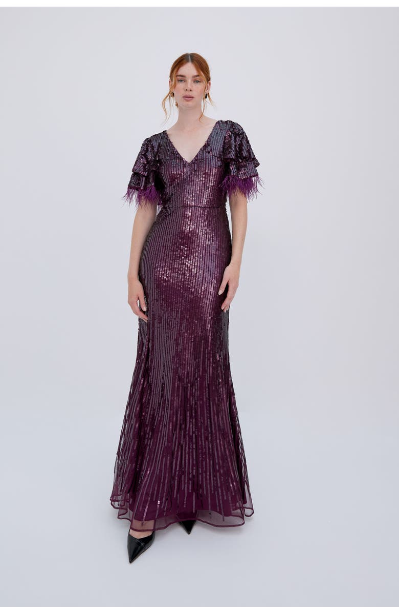 RAISHMA Selene Burgundy Gown, Main, color, Purple