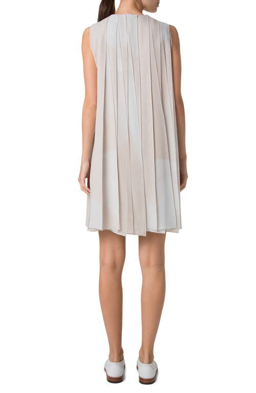 Akris Chiaroscuro Print Silk Georgette Shift Dress In Greige