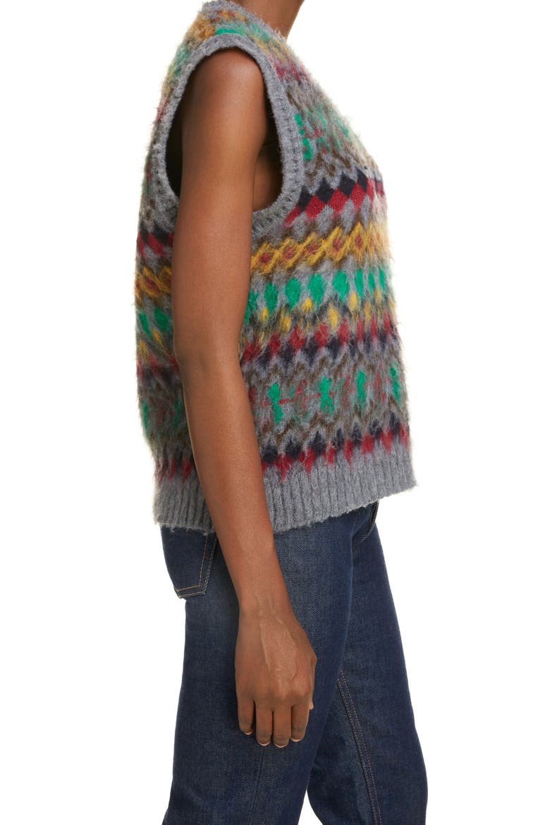 Fair Isle Wool Sweater Vest, Alternate, color, GREY MIX