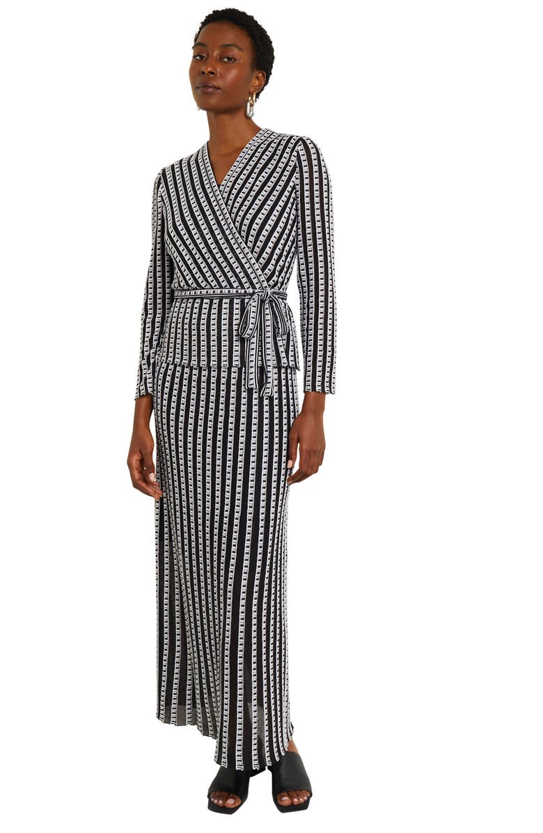 Misook Stripe Tie Waist Wrap Top, Alternate, color, 