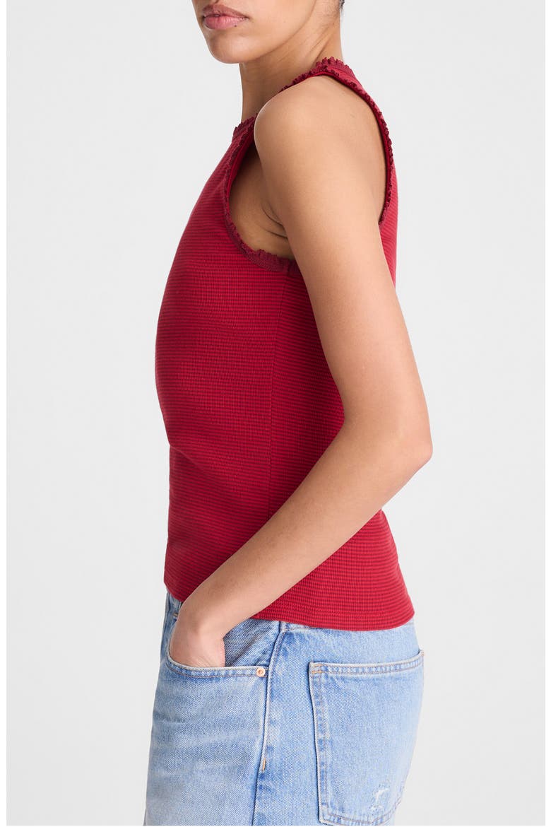 Lace Trim Rib Tank, Alternate, color, RED CURRANT