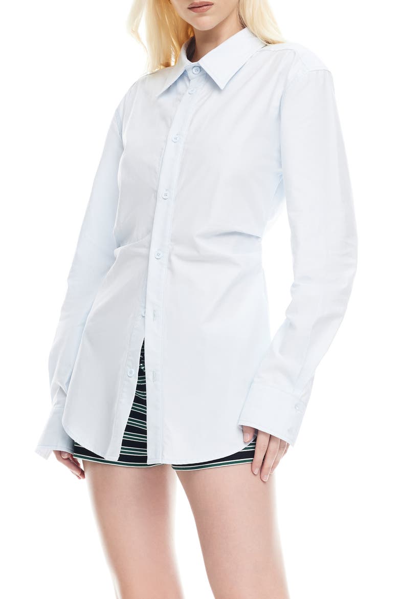 Naomi Pleated Cotton Shirt, Alternate, color, SOFT BLUE