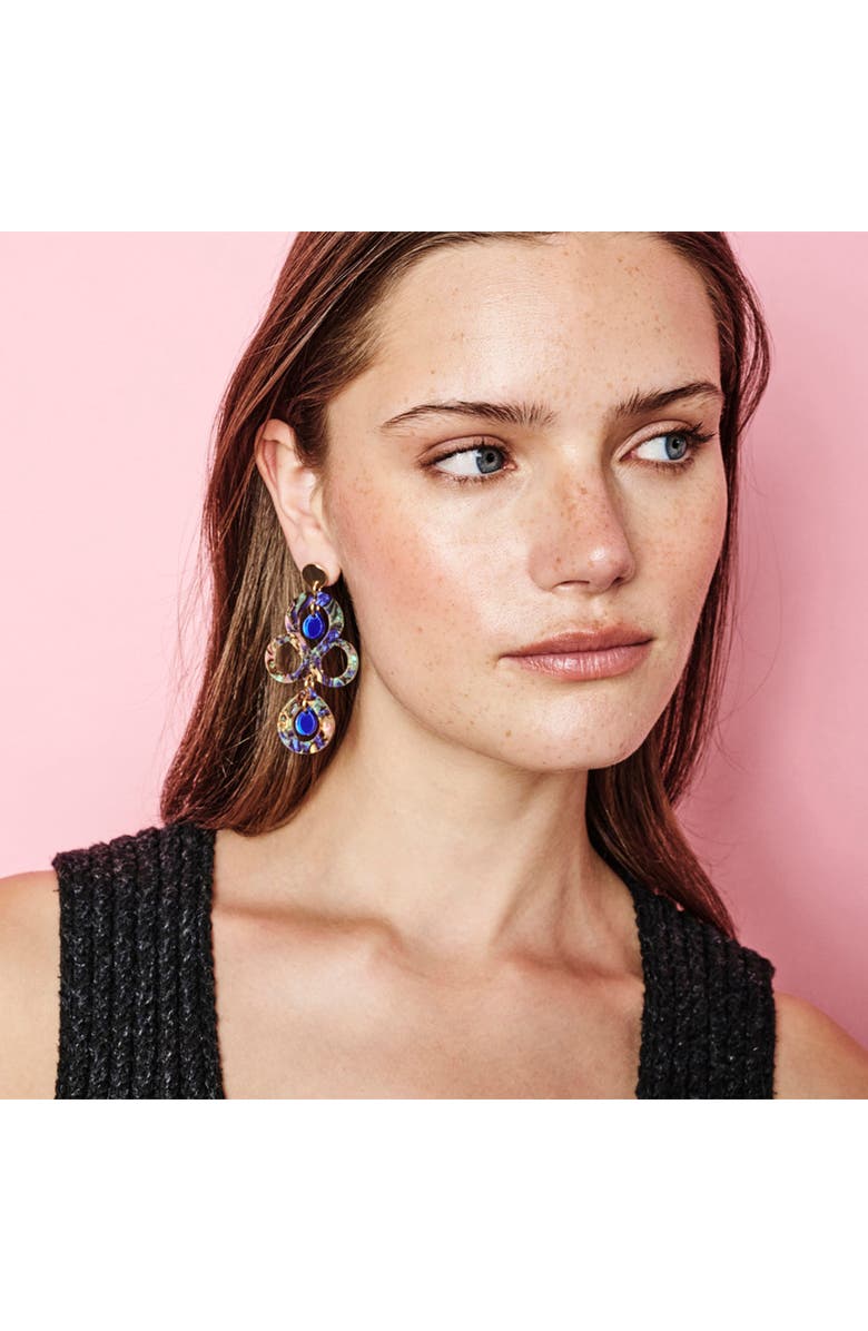 Toolally Petite Batik Earrings - Blue Splatter & Blue Mirror, Alternate, color, Blue Splatter & Blue Mirror