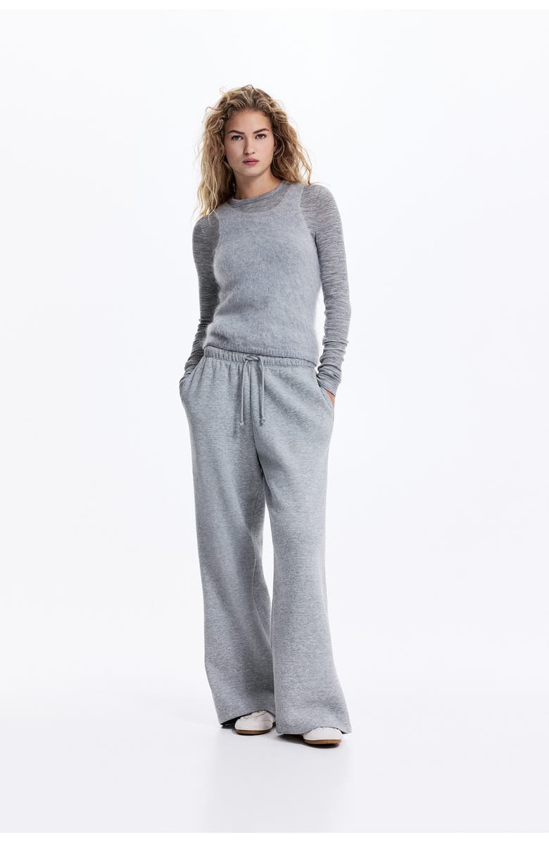 H&M Wide-leg joggers, Alternate, color, Gray Melange