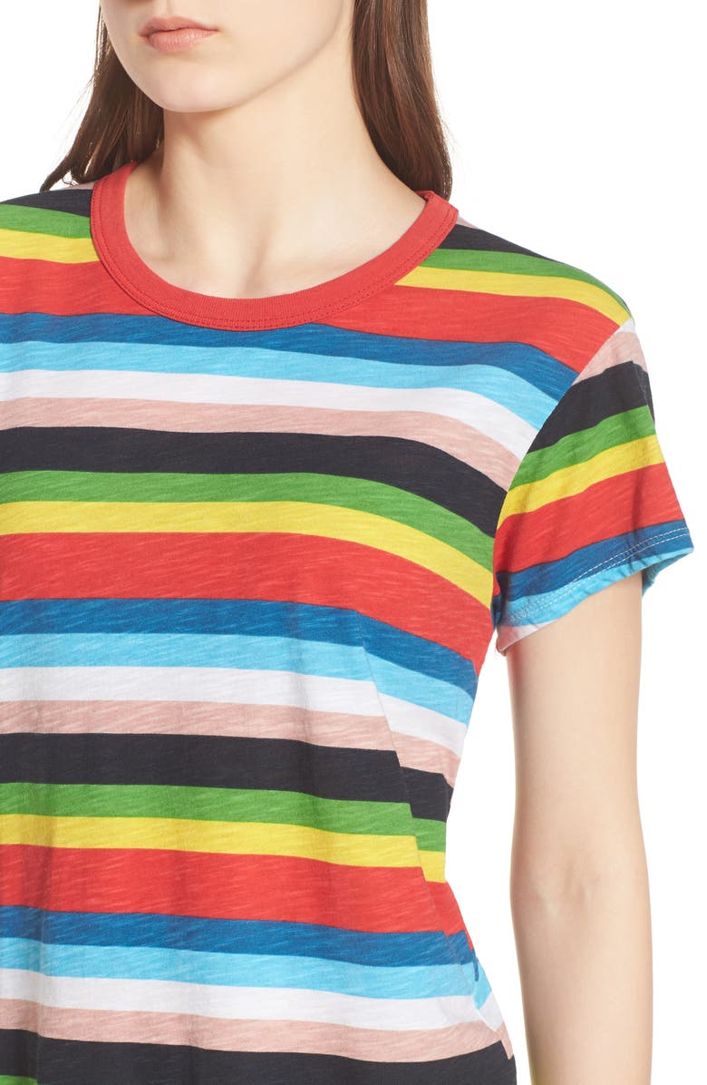 Pam & Gela Rainbow Stripe Ringer Tee, Alternate, color, 