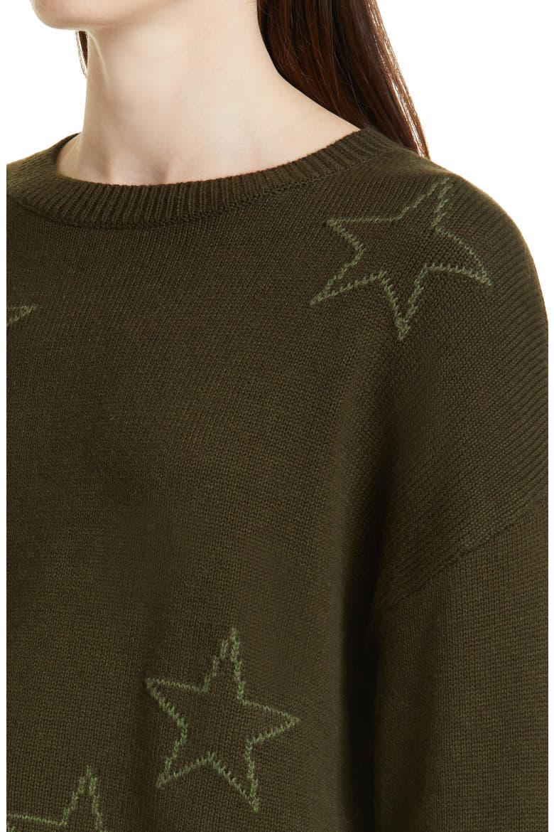 Perci Outline Stars Cotton & Cashemere Sweater, Alternate, color, OLIVE OUTLINE STARS