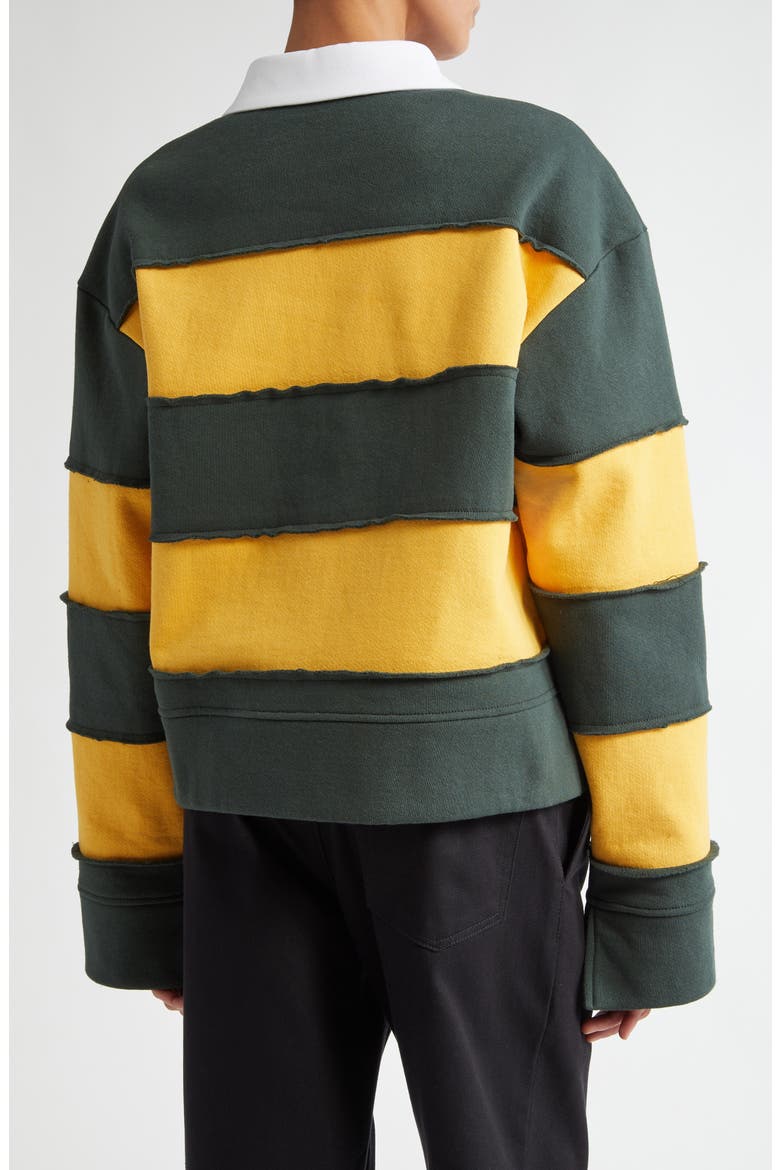 Gender Inclusive Riis Deco Long Sleeve Rugby Shirt, Alternate, color, DARK OLIVE/ OCRE