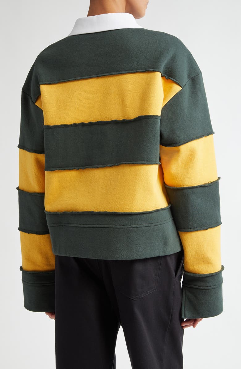 K.NGSLEY Gender Inclusive Riis Deco Long Sleeve Rugby Shirt, Alternate, color, Dark Olive/ Ocre