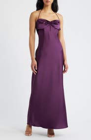 Princess Polly Fireproof Ruched Halter Satin Gown
