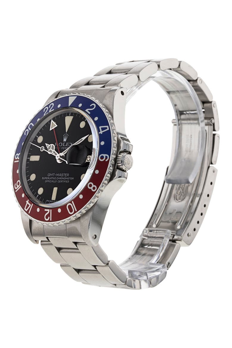 Rolex Preowned GMT Master Bracelet Watch, 40mm, Alternate, color, BLACK/SILVER