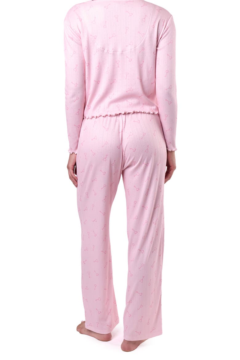 Fern 3-Piece Sparkle Pointelle Pajamas, Alternate, color, PINK