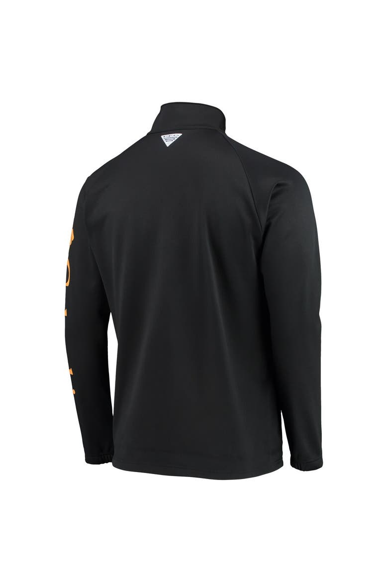 Men's Columbia Black Virginia Tech Hokies Terminal Tackle Fleece Raglan Omni-Shade Quarter-Zip Jacket, Alternate, color, Black