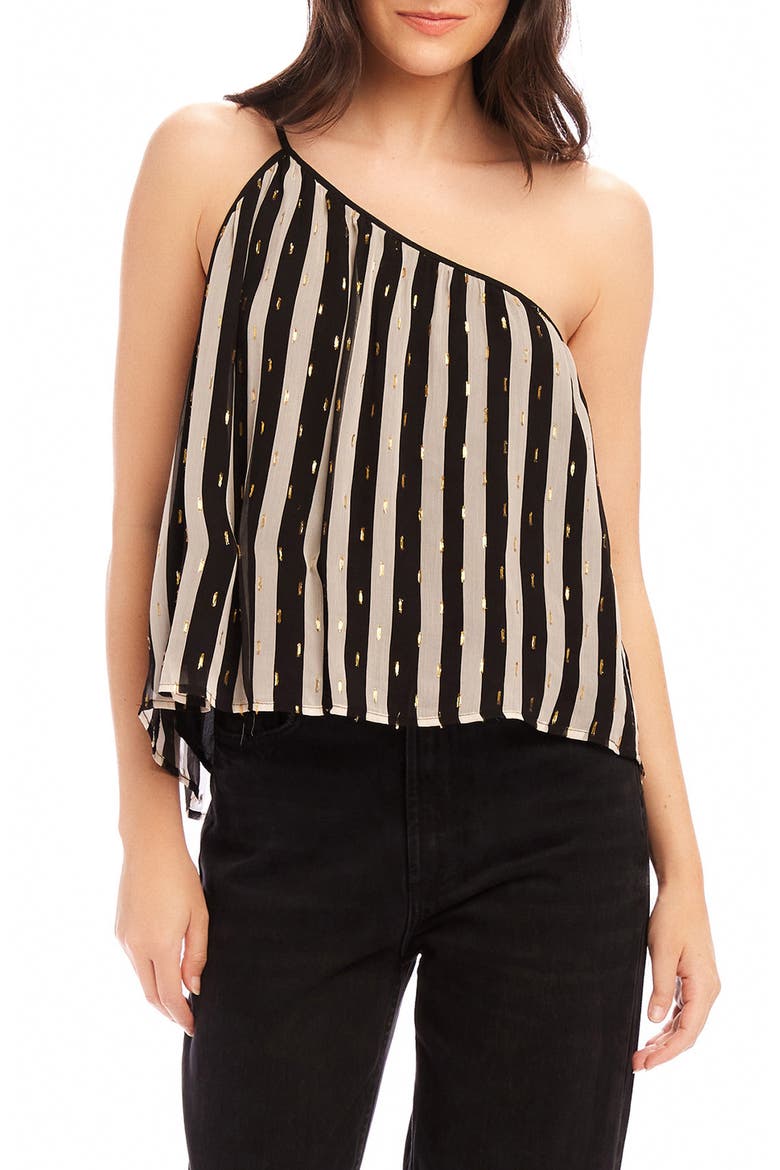 Louetta Metallic One-Shoulder Tank, Main, color, STRIPE
