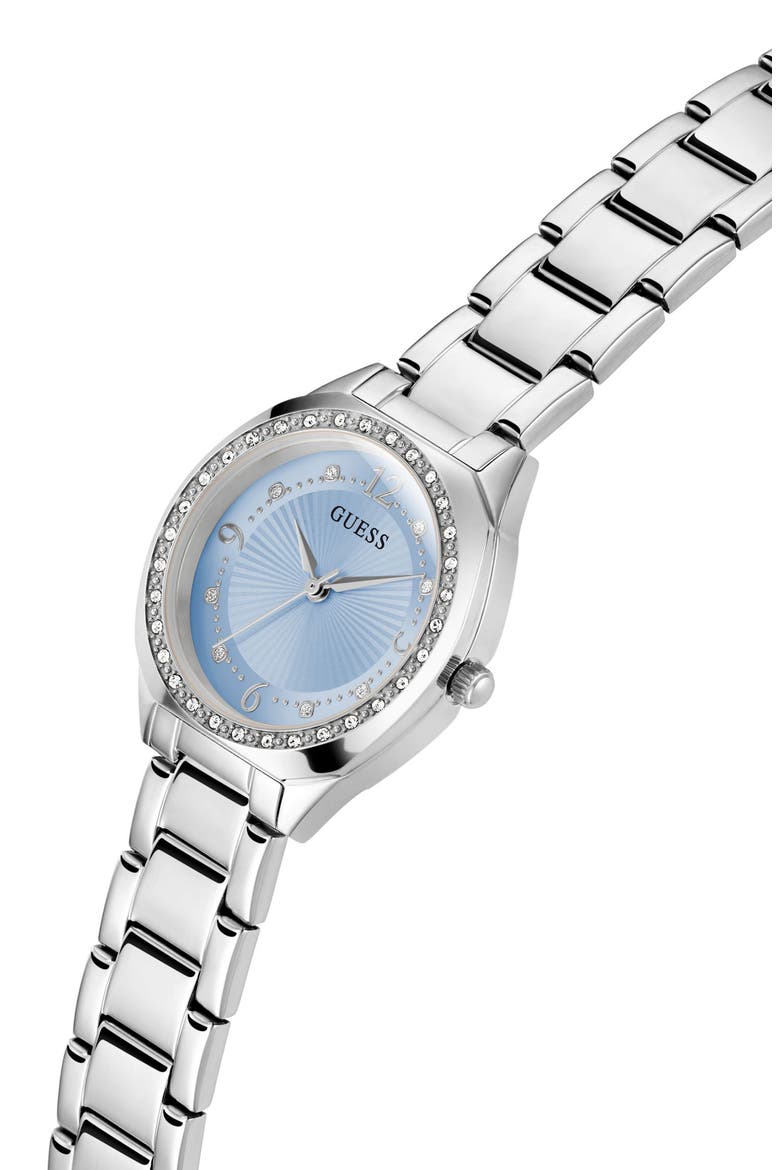 Crystal Bezel & Markers Bracelet Watch, 30mm, Alternate, color, ICE BLUE