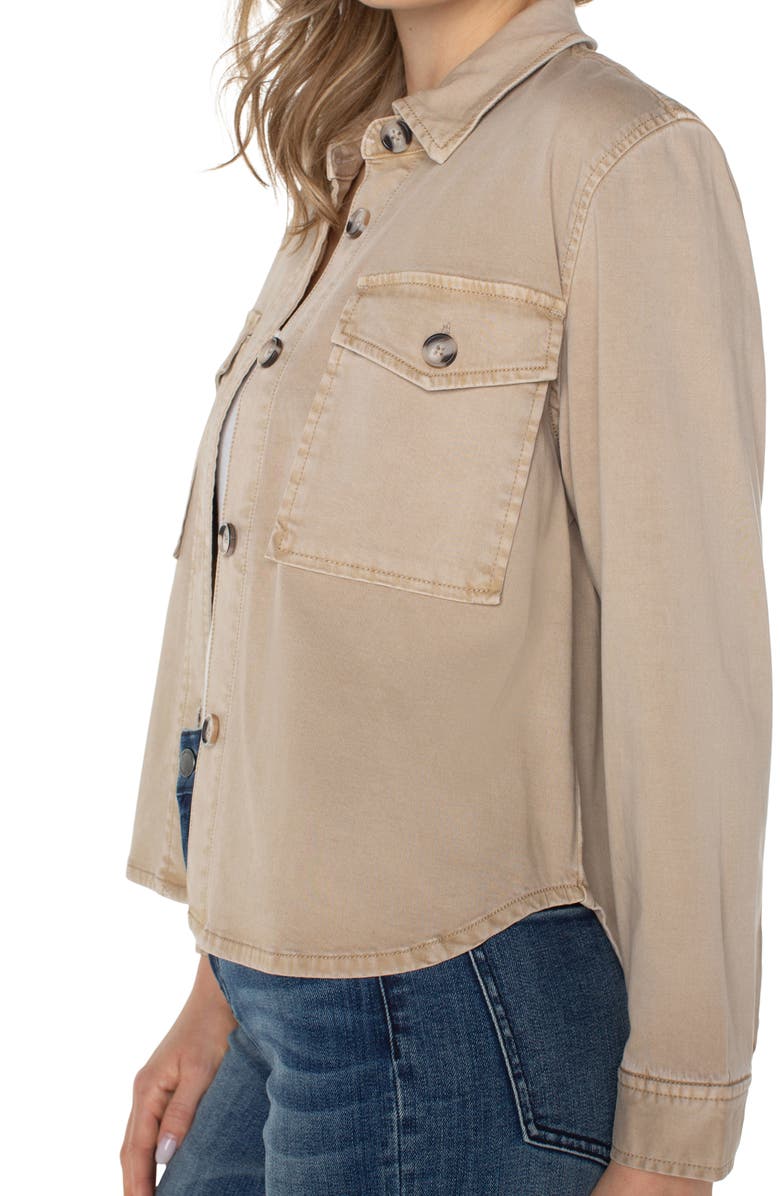Liverpool Los Angeles Cotton Blend Shirt Jacket, Alternate, color, Biscuit Tan