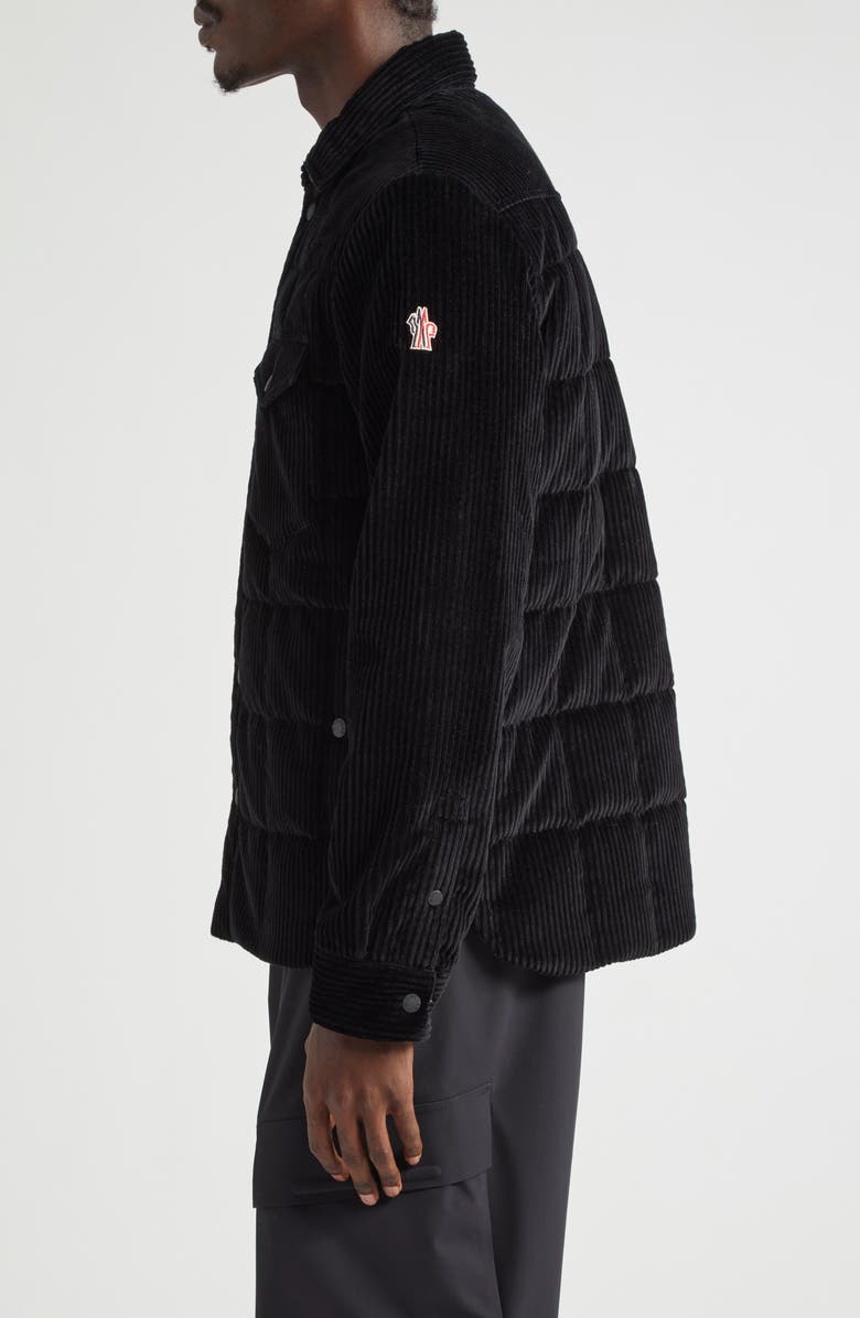 Moncler Grenoble Gelt Quilted Stretch Corduroy Down Shirt Jacket, Alternate, color, Black