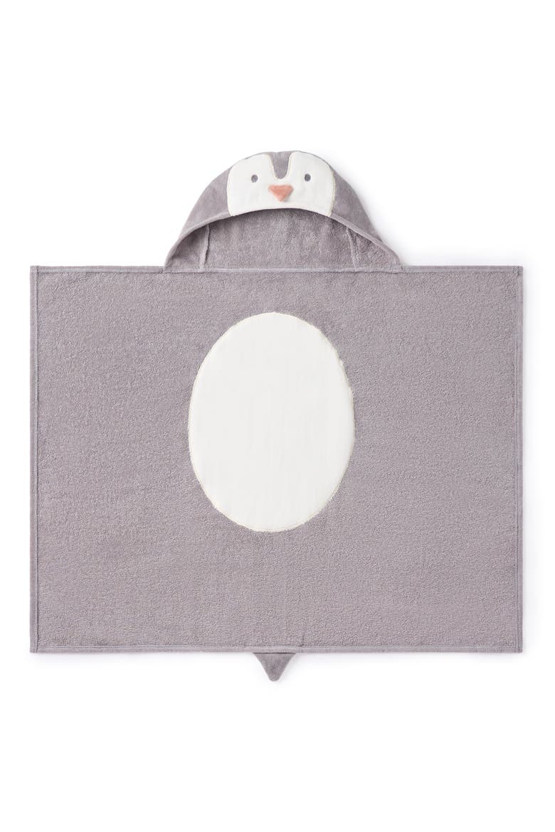 Terry Velour Hooded Penguin Towel, Main, color, GRAY