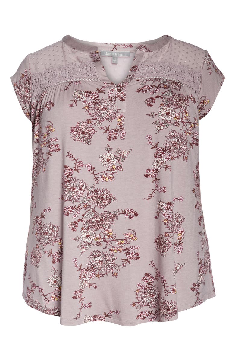 DR2 by Daniel Rainn Daniel Rainn Floral Print Swiss Dot Top, Alternate, color,