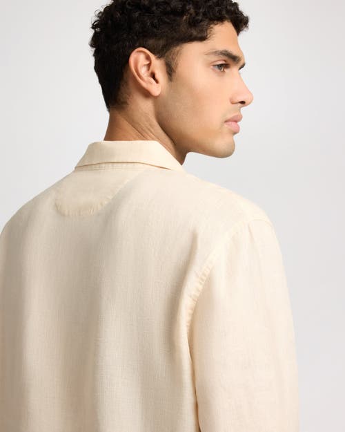 Onia Linen Long Sleeve Popover Shirt In Animal Print