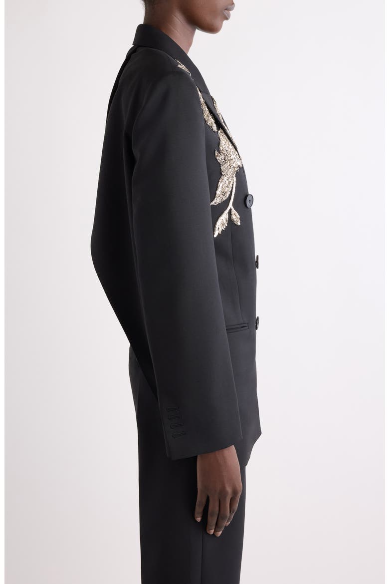 Sequin Embellished Slashed Wool & Mohair Jacket, Alternate, color, BLACK