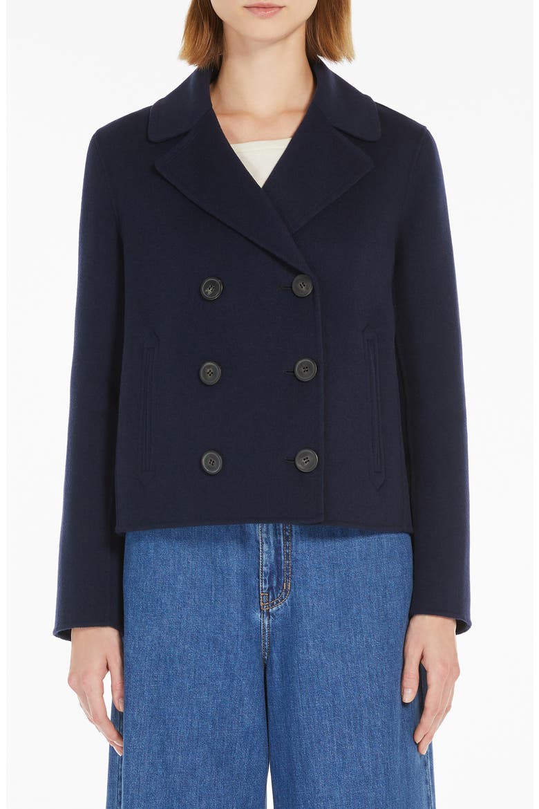 Taglio Double Breasted Wool Blend Blazer, Main, color, NAVY