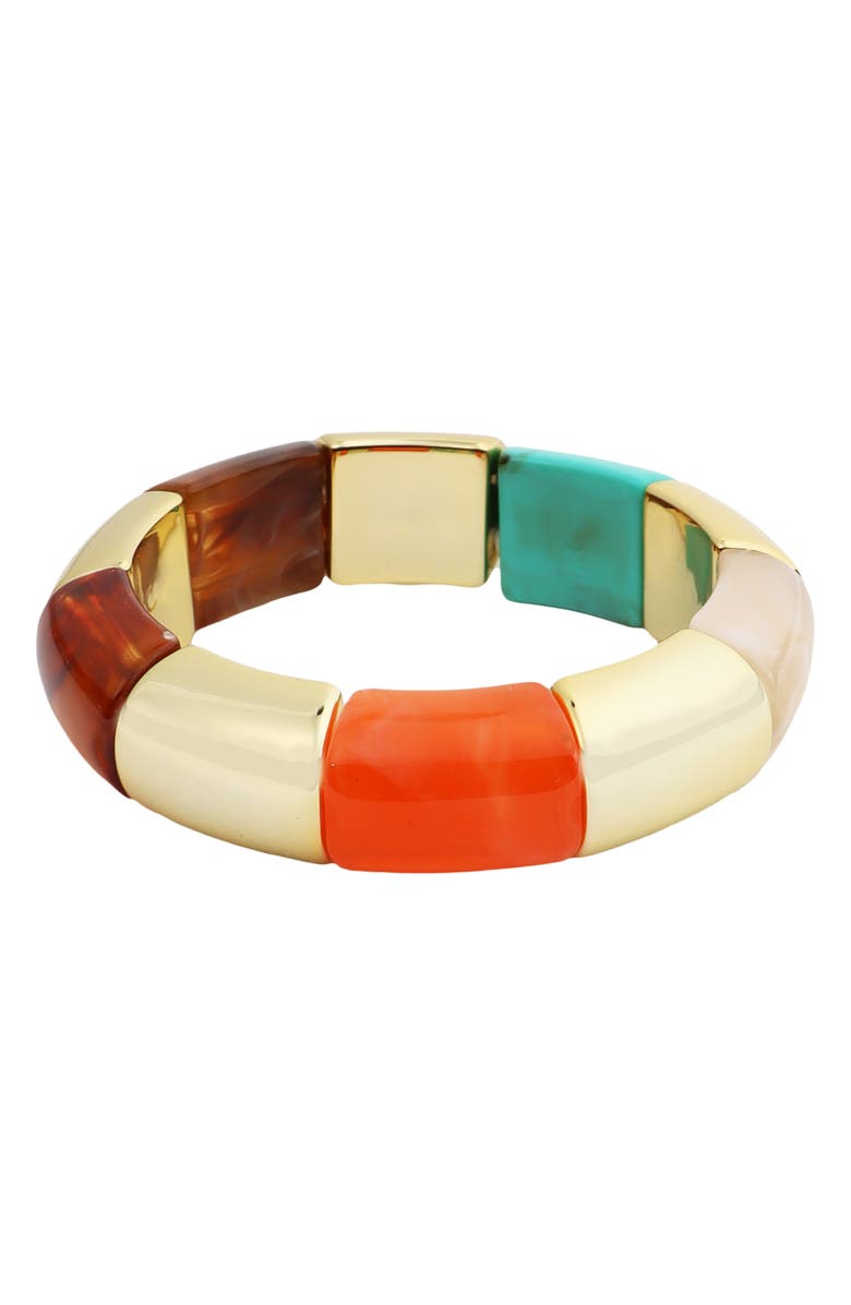 Panacea Resin Stretch Bracelet, Main, color, Gold Multi