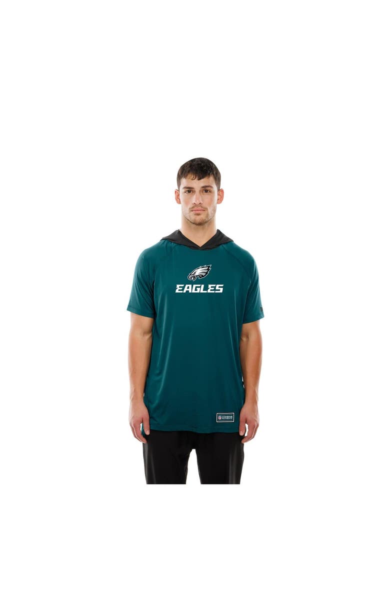New Era Men's New Era Midnight Green Philadelphia Eagles Combine Authentic Hooded Raglan Short-Sleeve T-Shirt, Alternate, color, Green