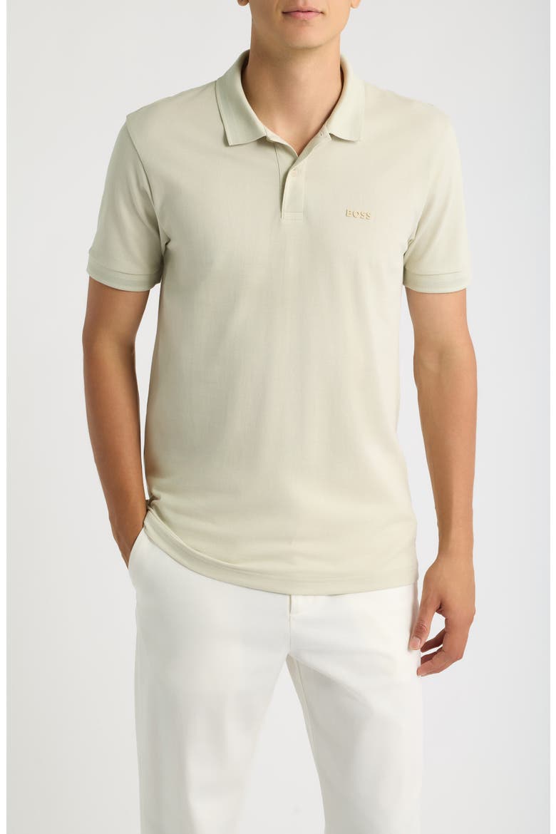 Pio Piqué Pima Cotton Polo, Main, color, LIGHT BEIGE
