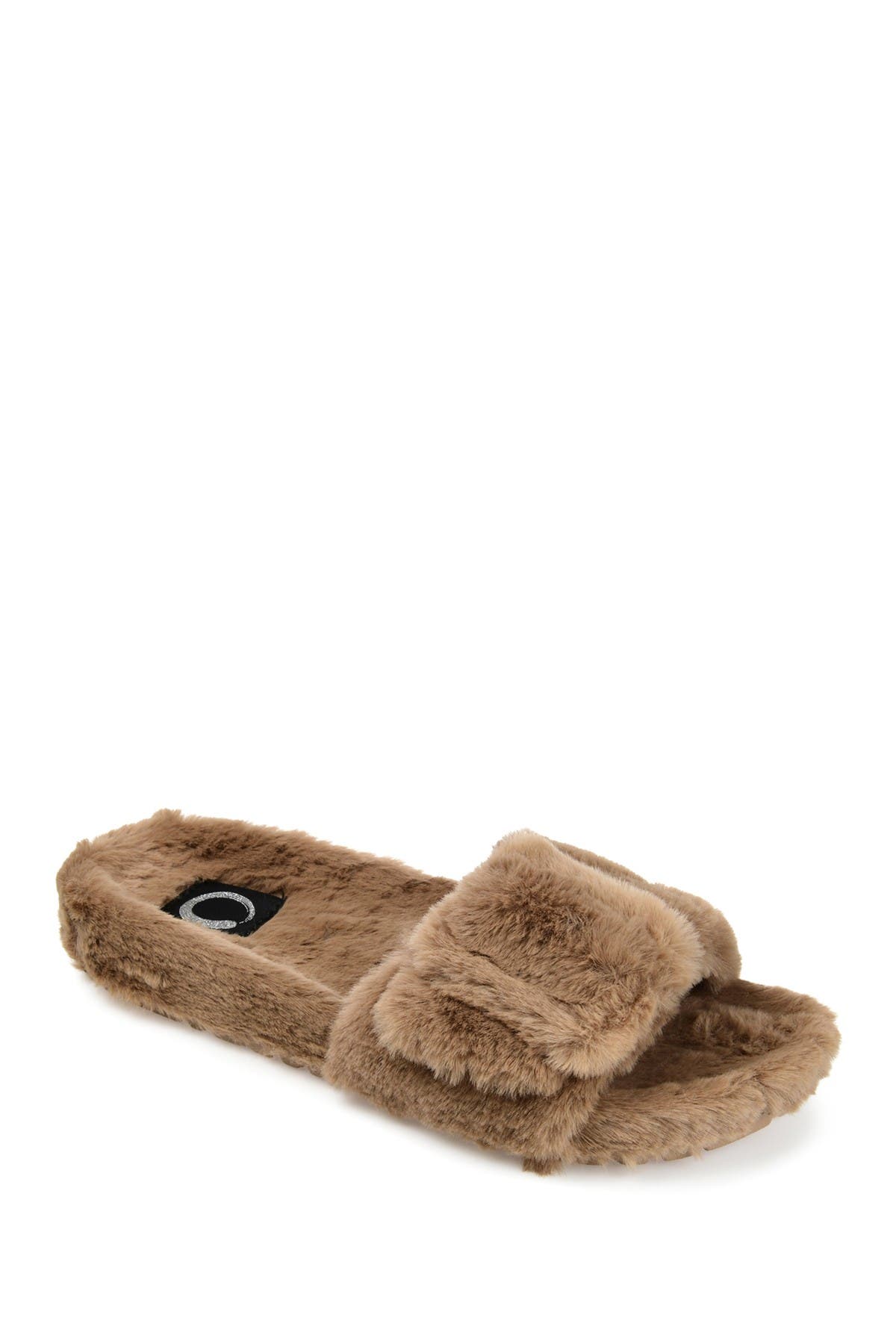 JOURNEE Shadow Faux Fur Slipper, Main, color, BROWN