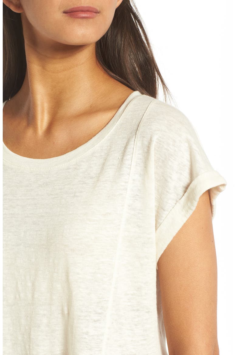 Modern Linen Gather Top, Alternate, color, ANTIQUE CREAM