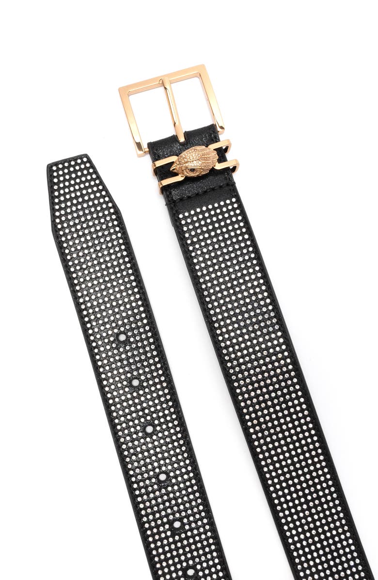 Kurt Geiger London Jeweled Faux Leather Belt, Alternate, color, Black Antique Brass